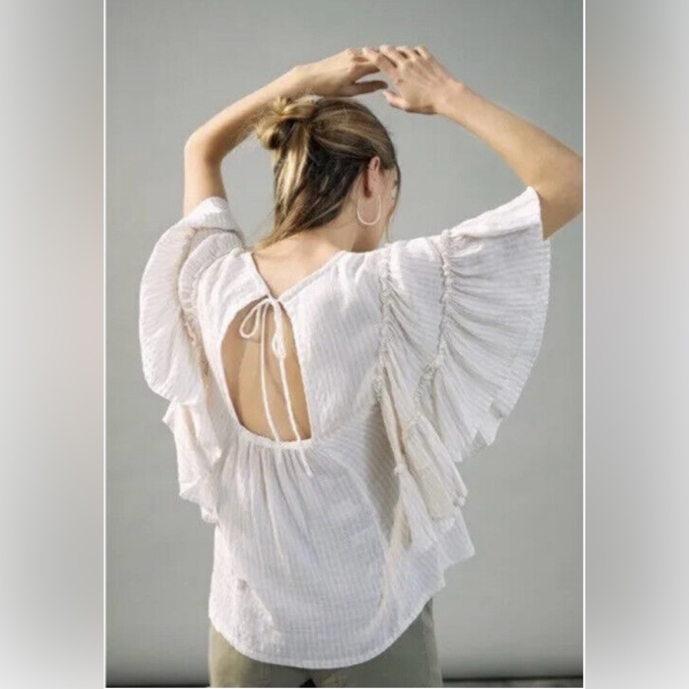 Anthropologie | Pilcro | Sybil Striped Ruffle Sleeve Top